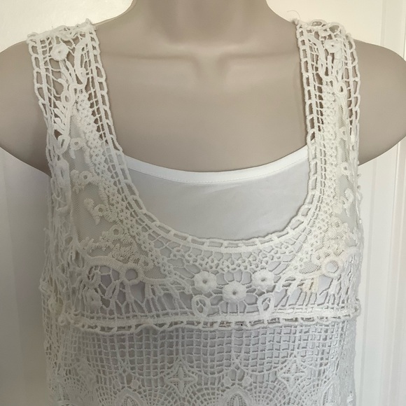 NWT American Rag Cie Lined Sleeveless Tiered Crochet Dress Size Small - Picture 2 of 9
